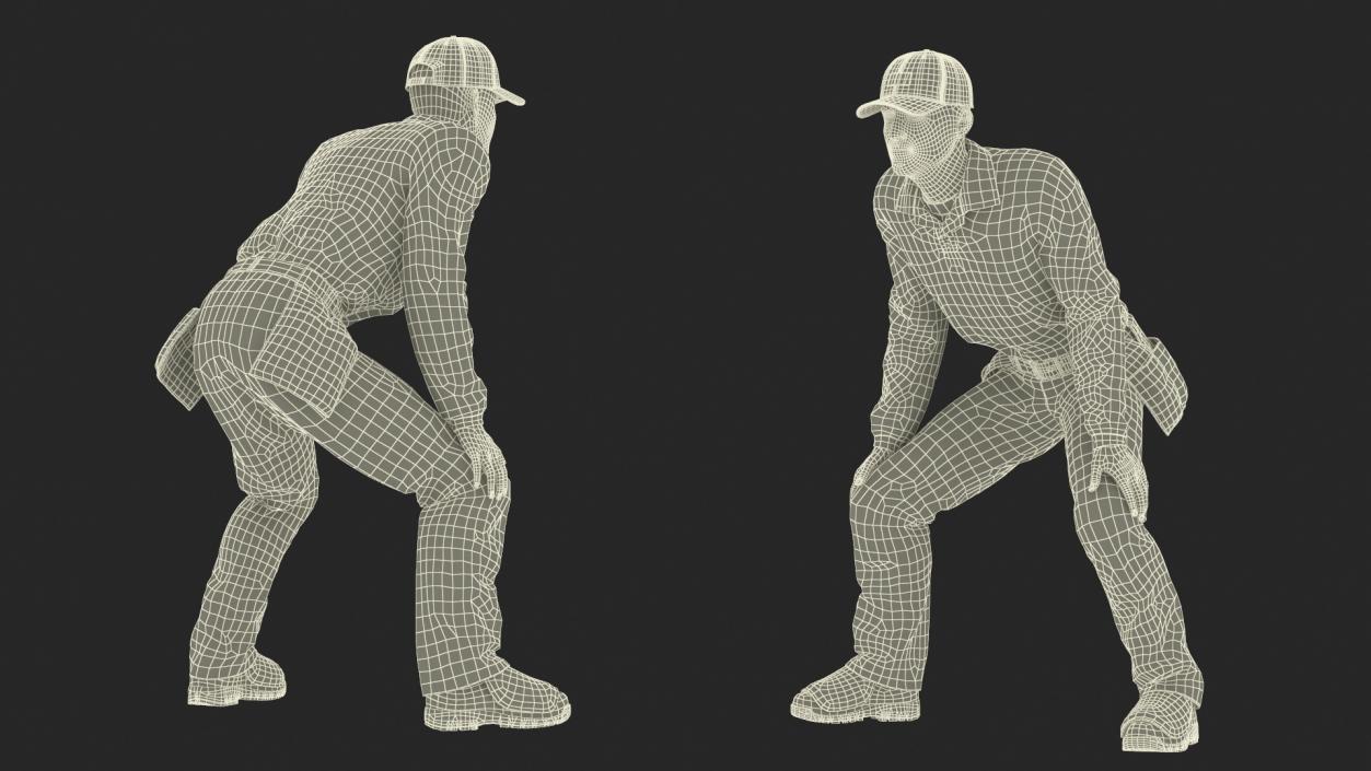 3D Baseball Umpire in Cap Ready Pose model