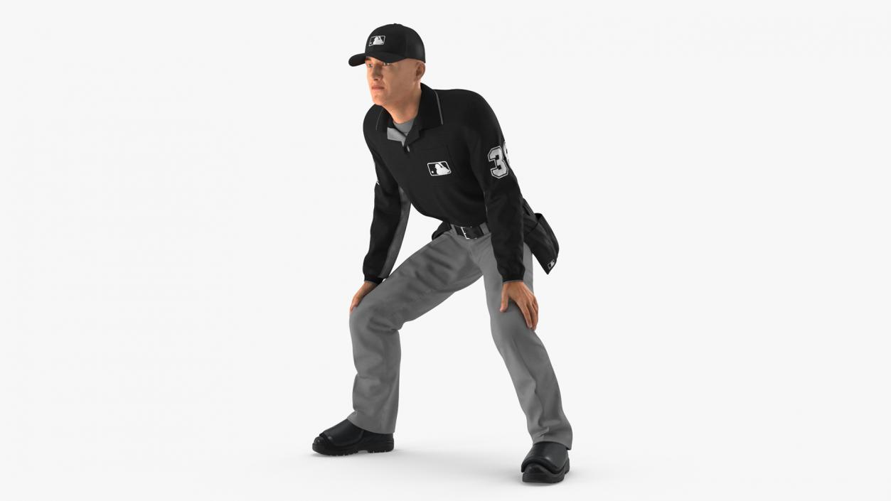 3D Baseball Umpire in Cap Ready Pose model