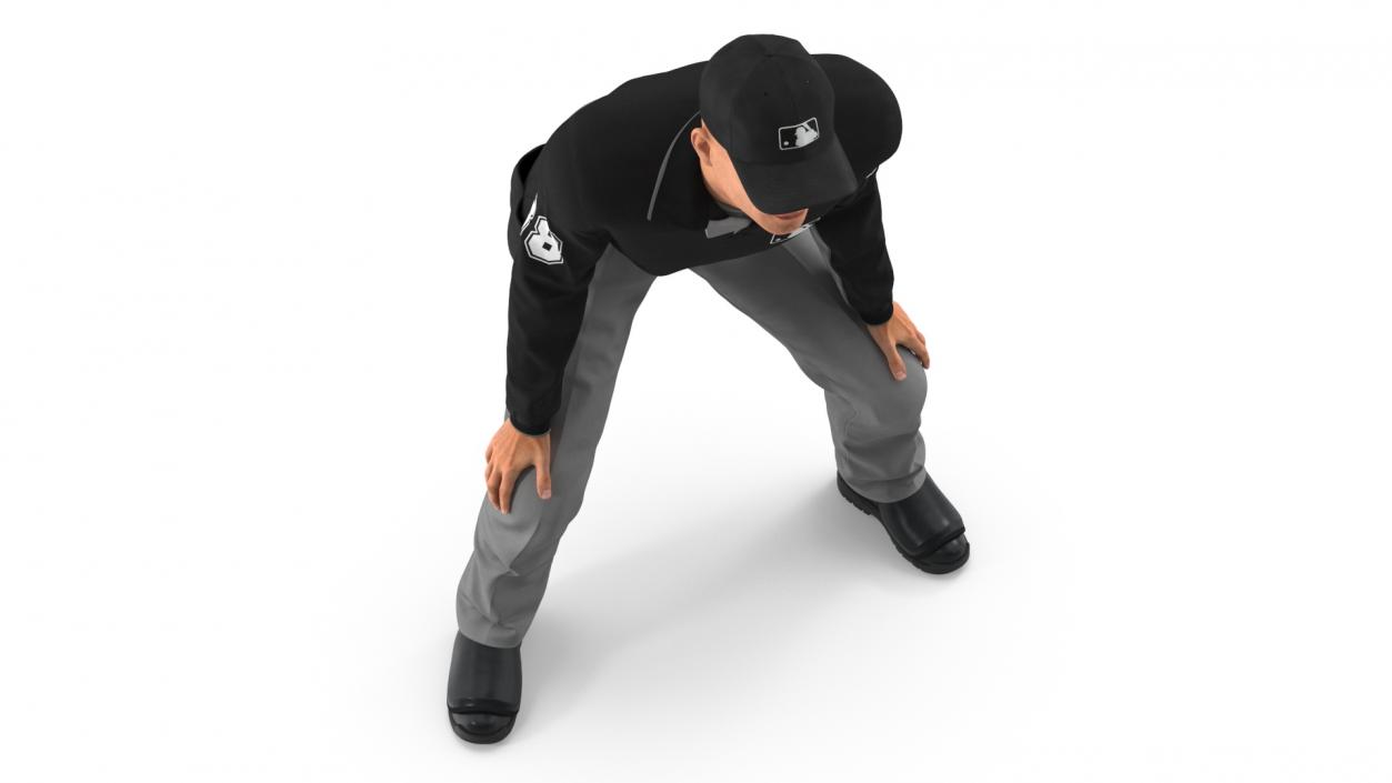 3D Baseball Umpire in Cap Ready Pose model