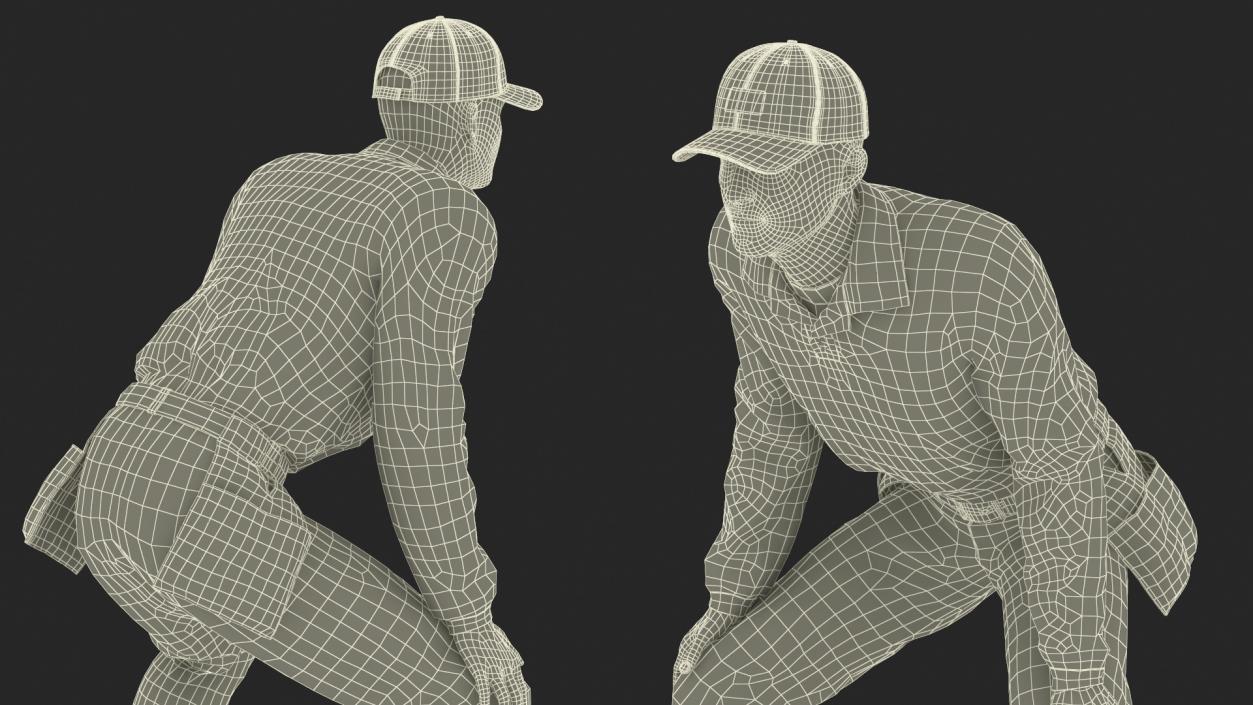 3D Baseball Umpire in Cap Ready Pose model