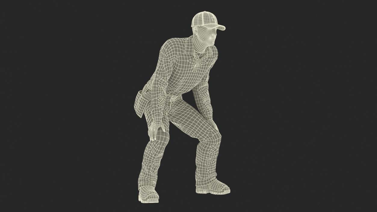 3D Baseball Umpire in Cap Ready Pose model