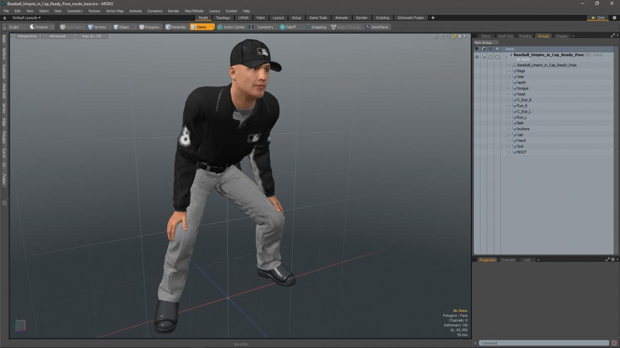 3D Baseball Umpire in Cap Ready Pose model