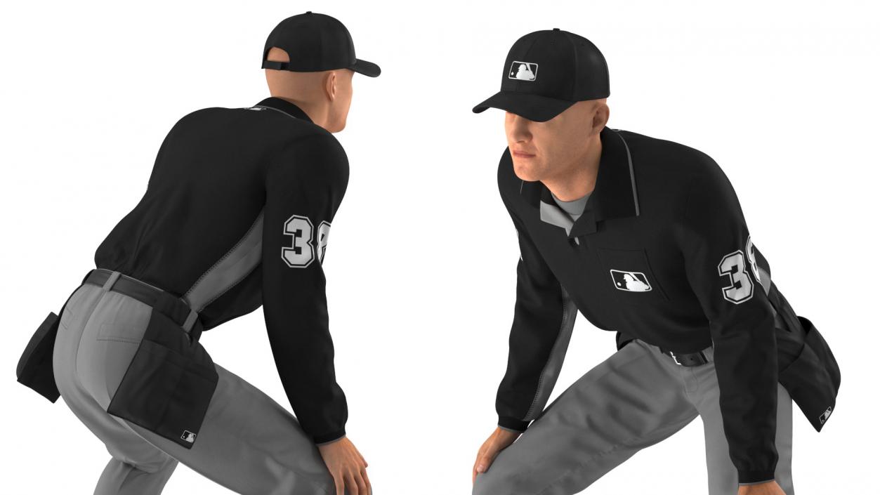 3D Baseball Umpire in Cap Ready Pose model