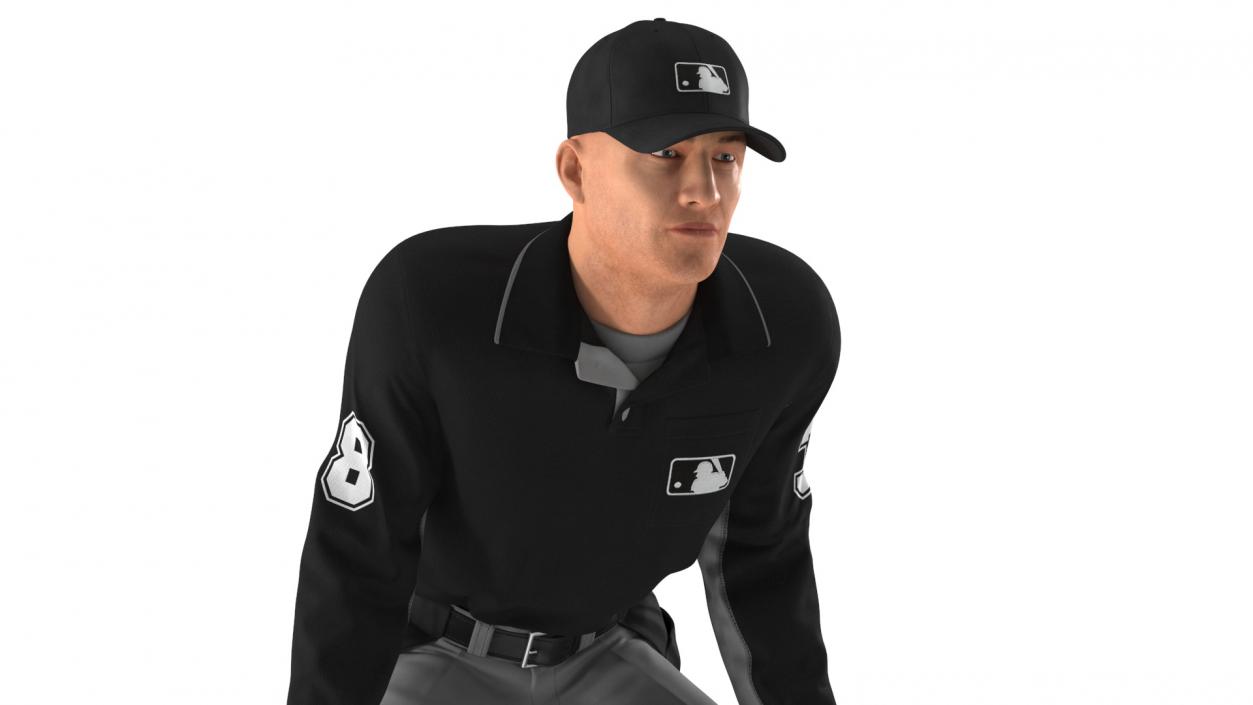 3D Baseball Umpire in Cap Ready Pose model