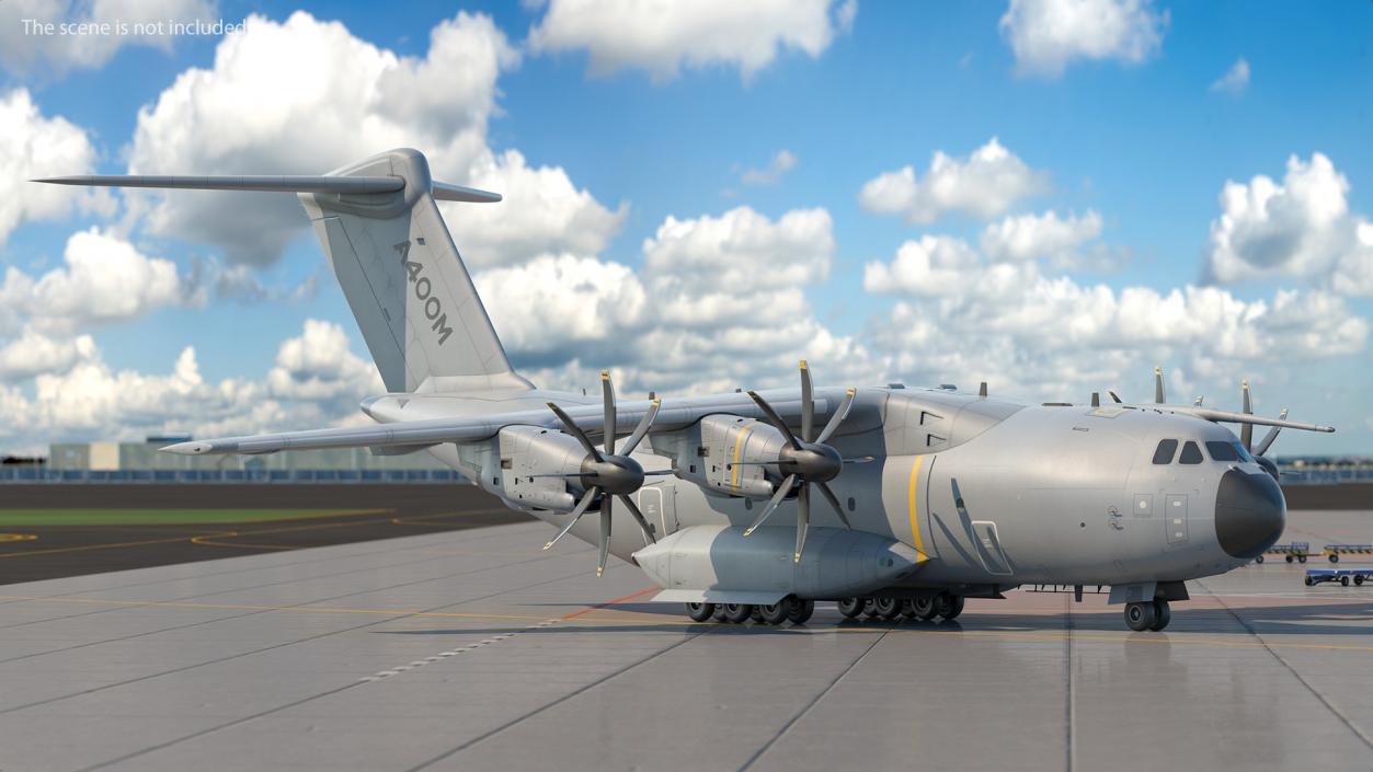 3D Airbus A400M Atlas Turboprop Military Transport Aircraft