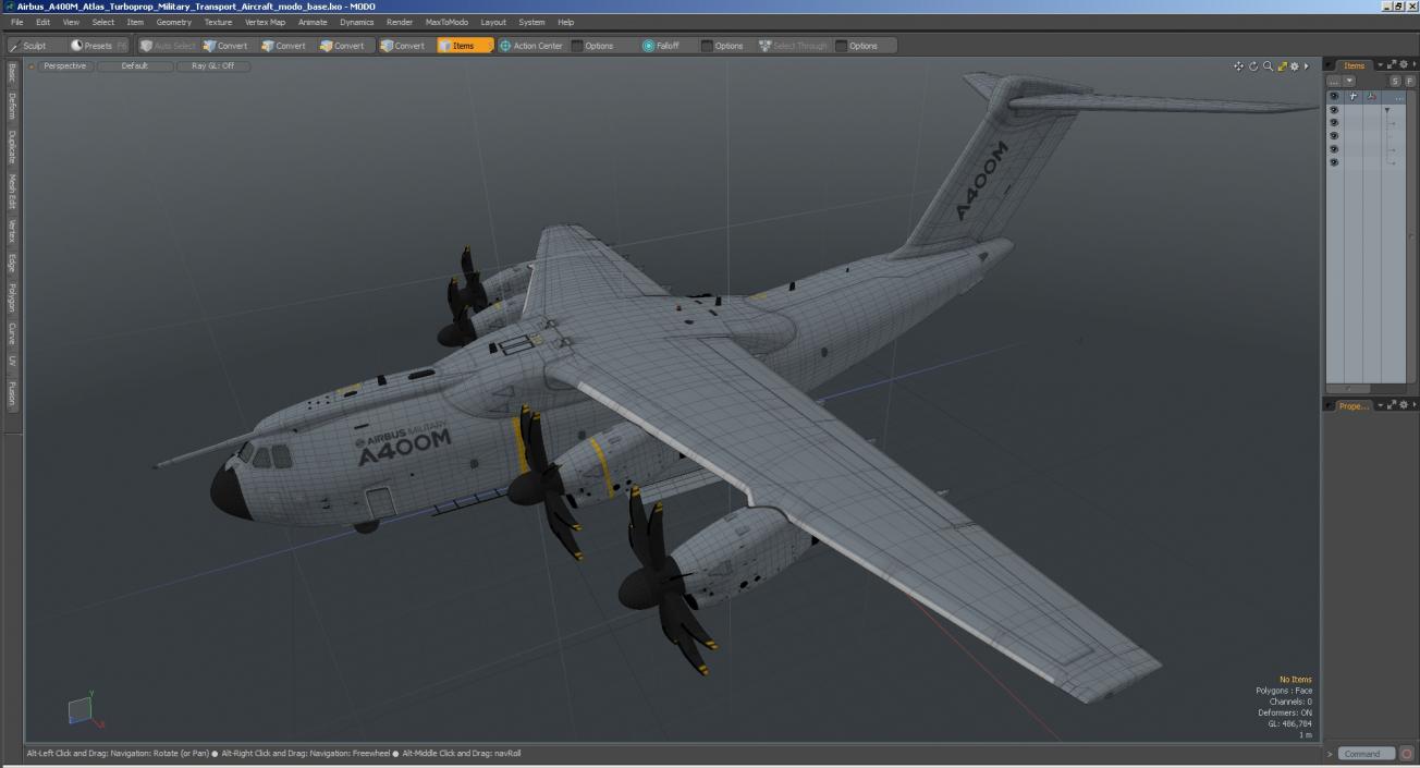 3D Airbus A400M Atlas Turboprop Military Transport Aircraft