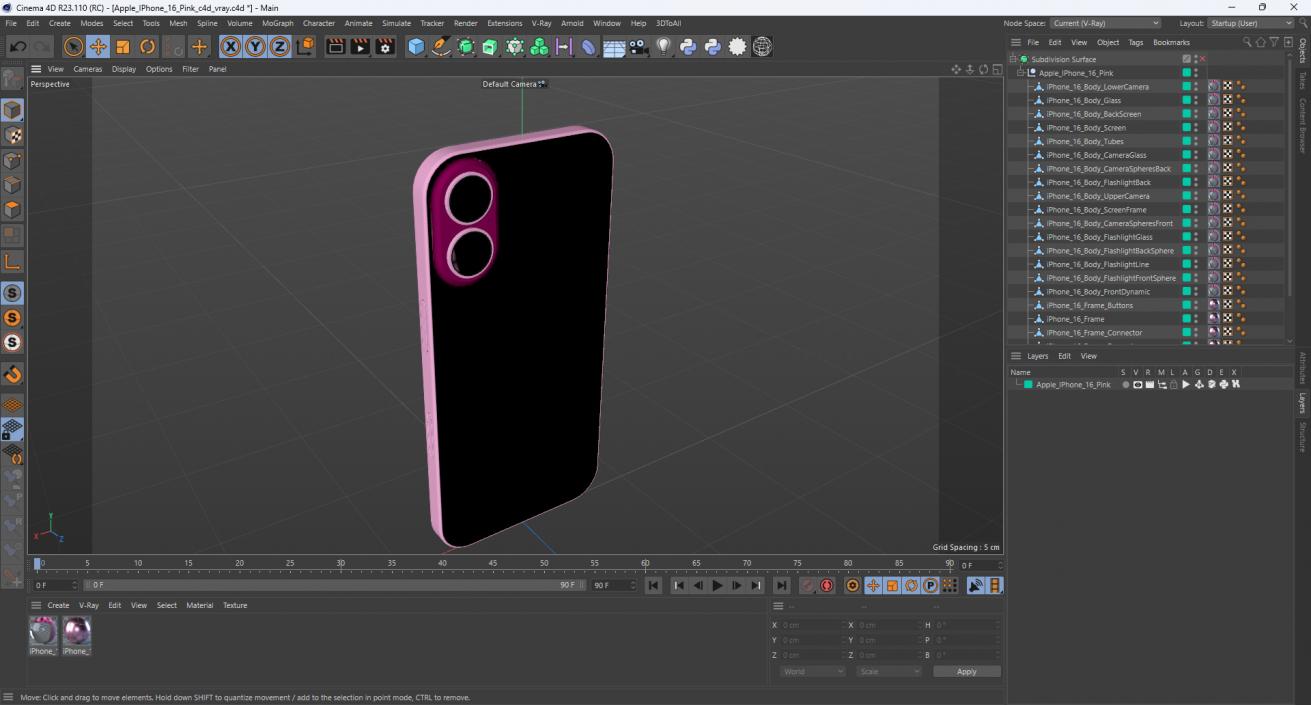 3D model Apple IPhone 16 Pink