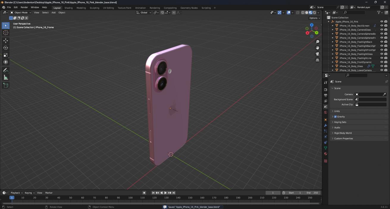 3D model Apple IPhone 16 Pink