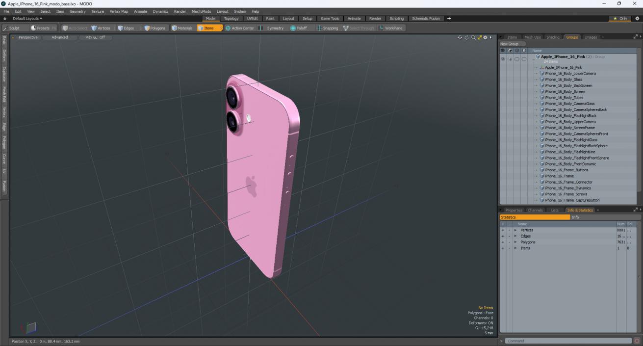 3D model Apple IPhone 16 Pink