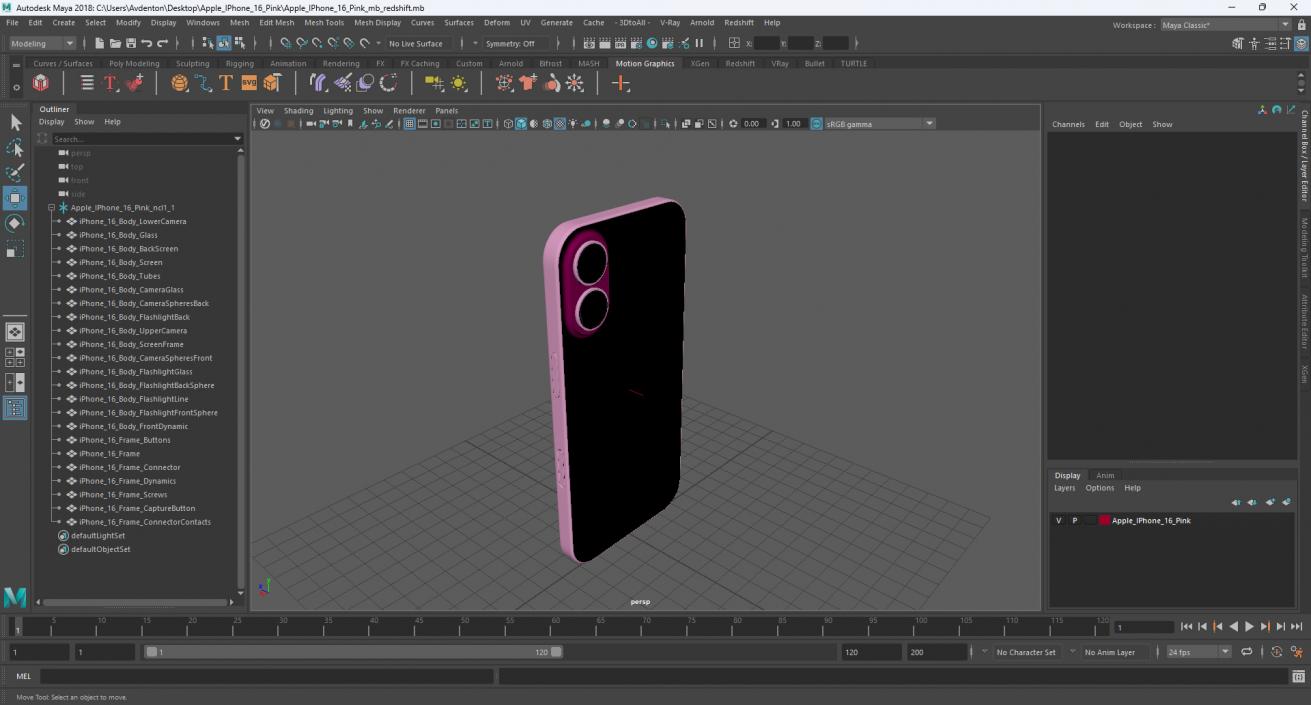 3D model Apple IPhone 16 Pink