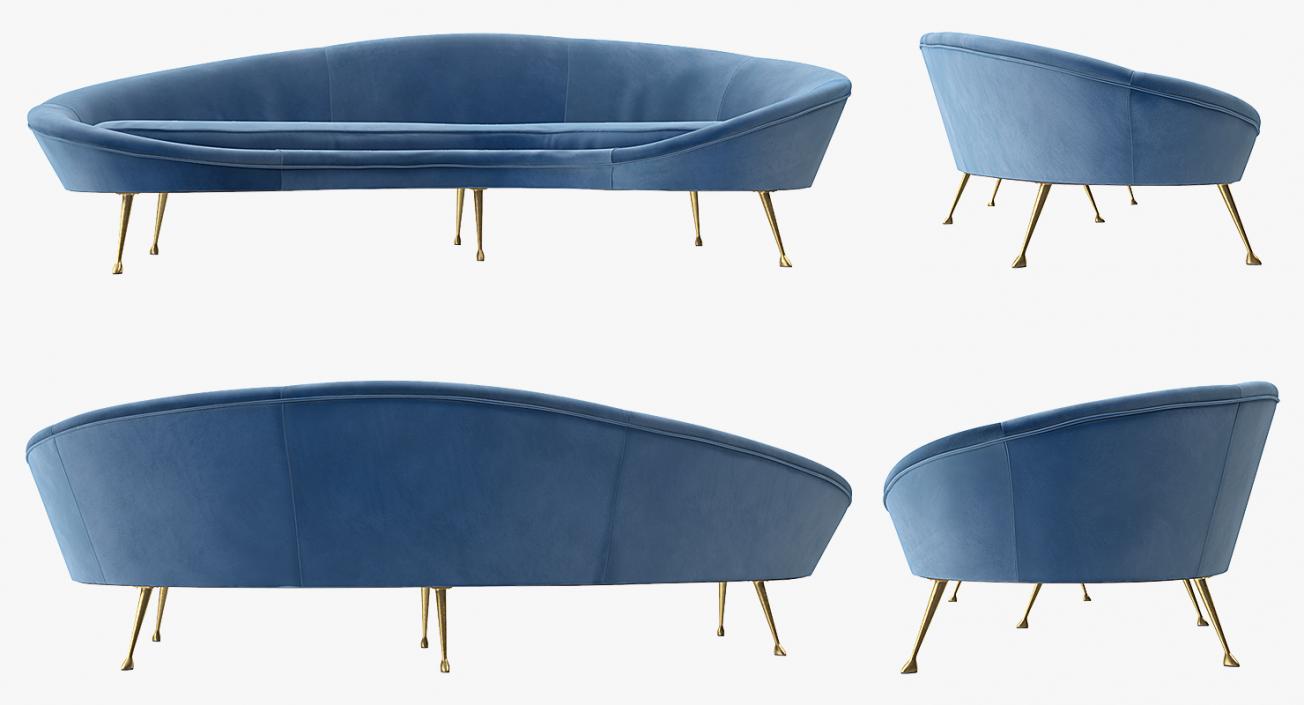 3D model Ico Parisi Sofa Blue