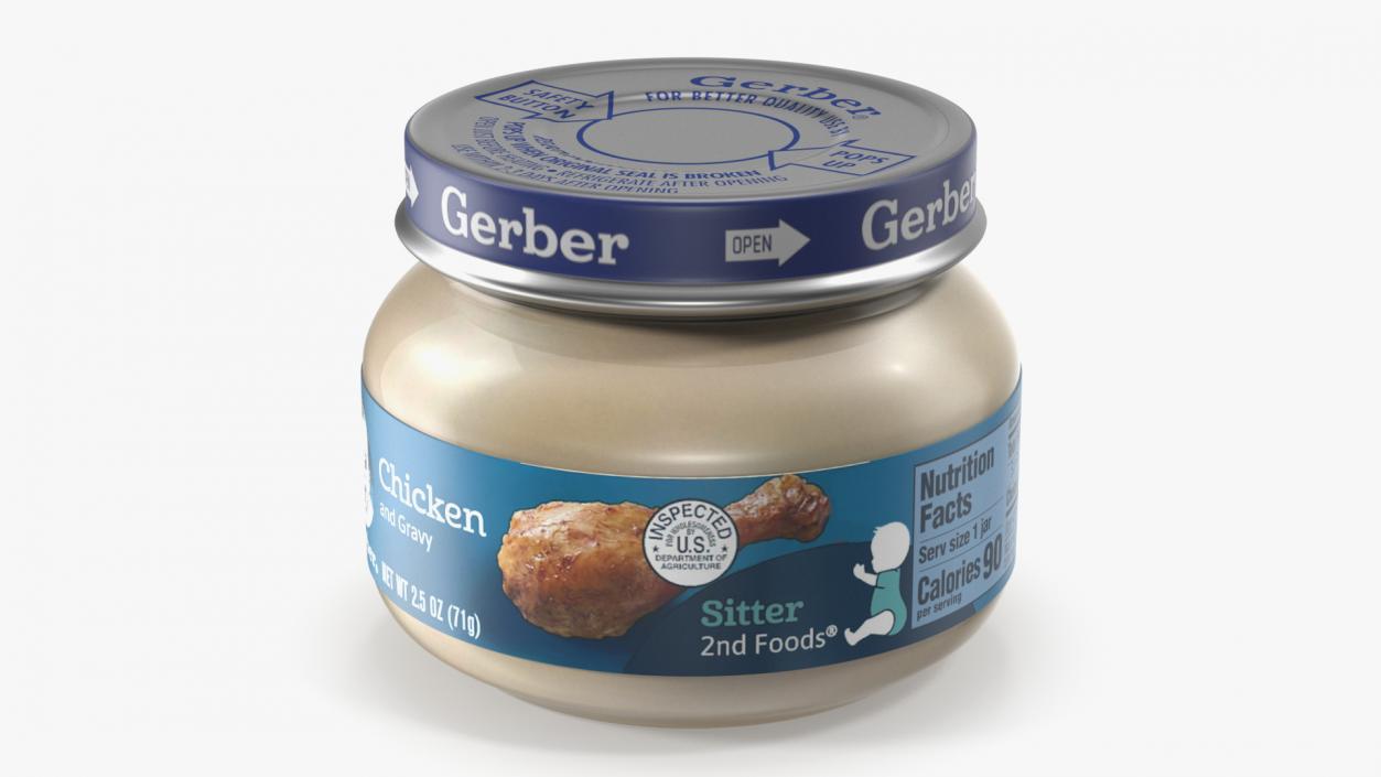 Chicken Baby Food Jar Gerber 71g 3D