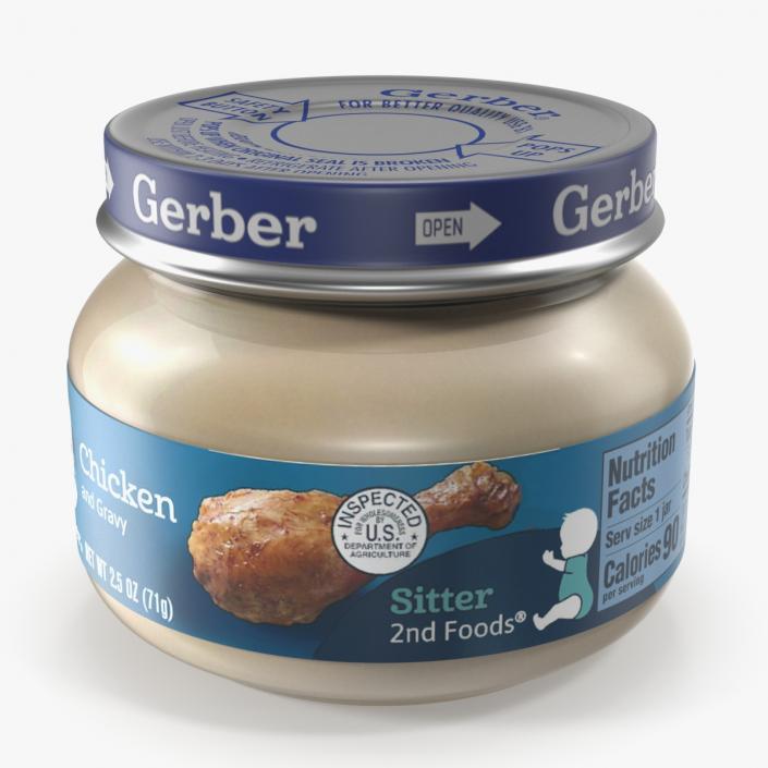 Chicken Baby Food Jar Gerber 71g 3D