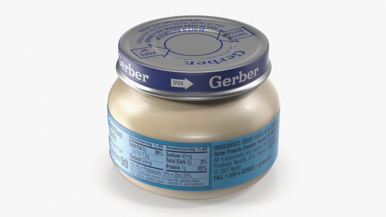 Chicken Baby Food Jar Gerber 71g 3D