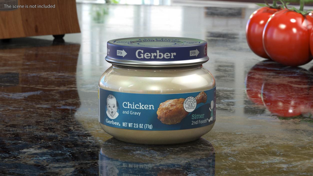 Chicken Baby Food Jar Gerber 71g 3D