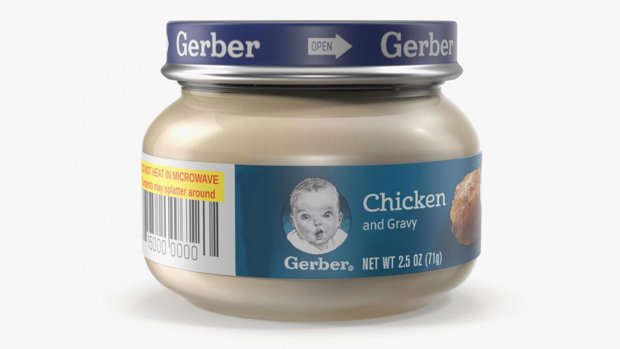 Chicken Baby Food Jar Gerber 71g 3D