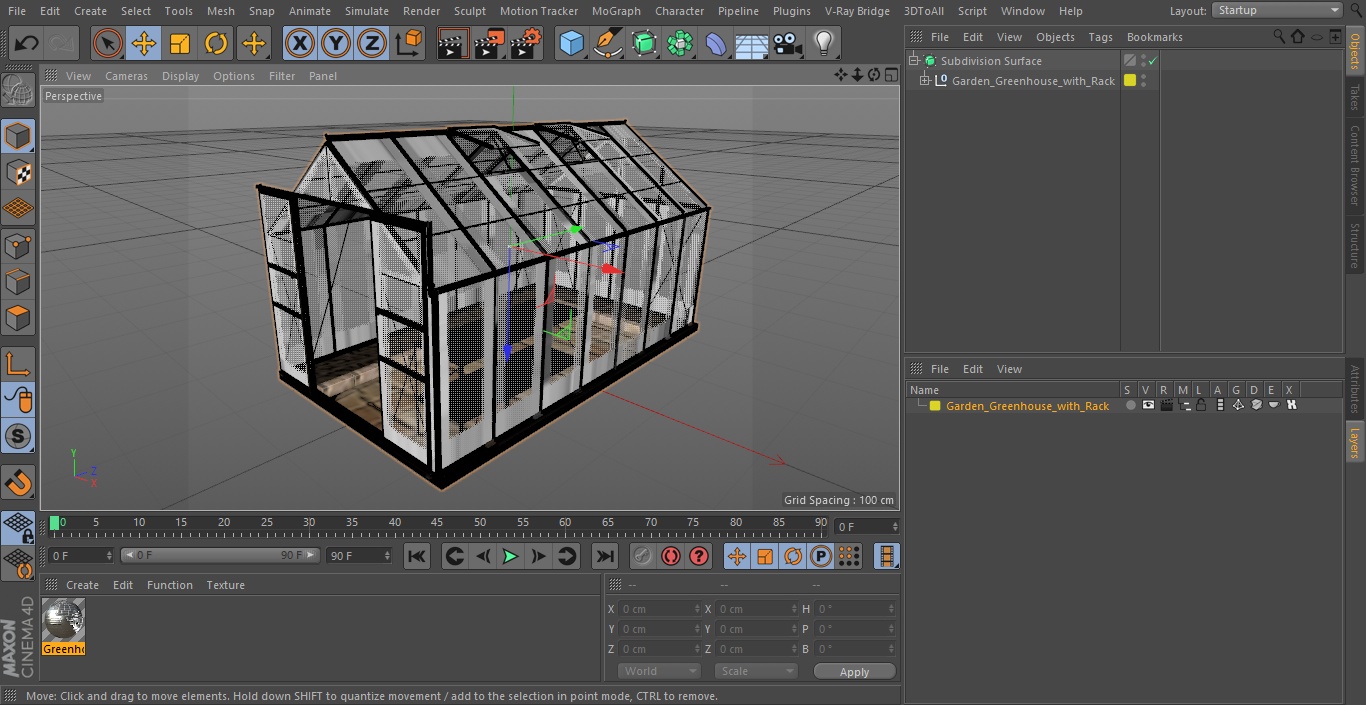 Garden Greenhouse with Rack 3D