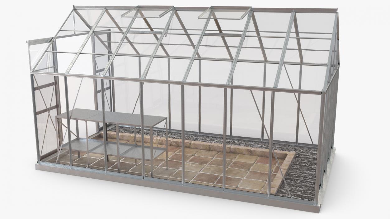 Garden Greenhouse with Rack 3D