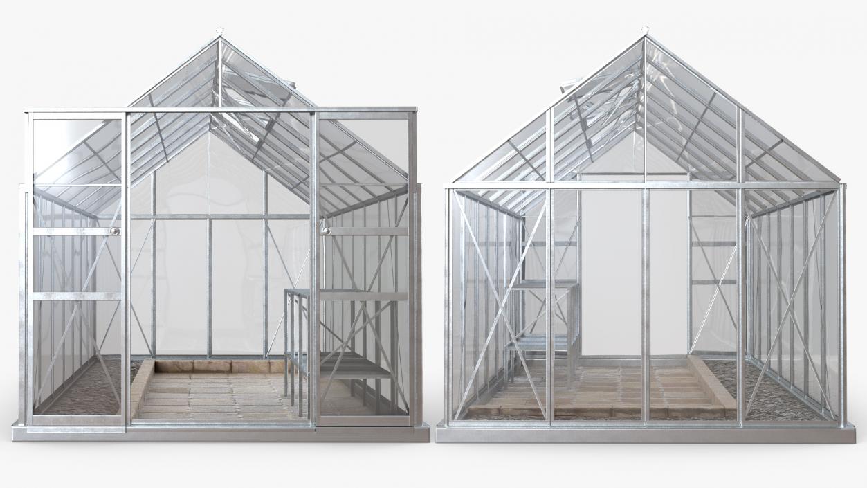 Garden Greenhouse with Rack 3D