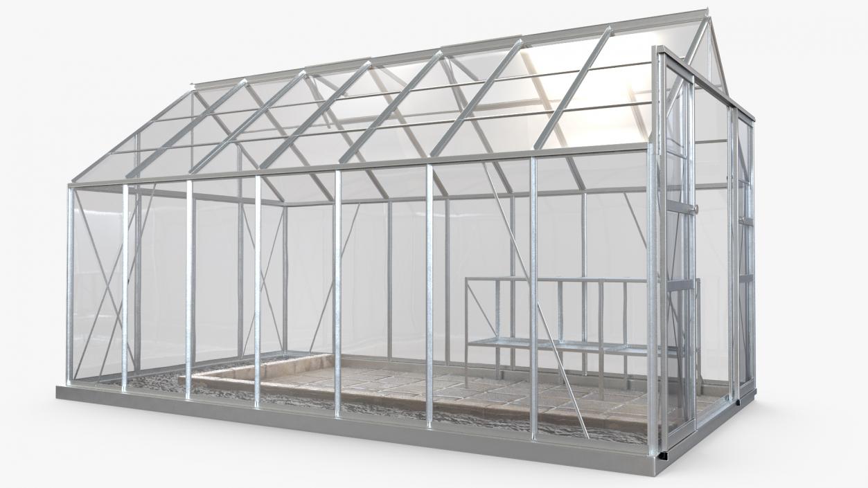 Garden Greenhouse with Rack 3D