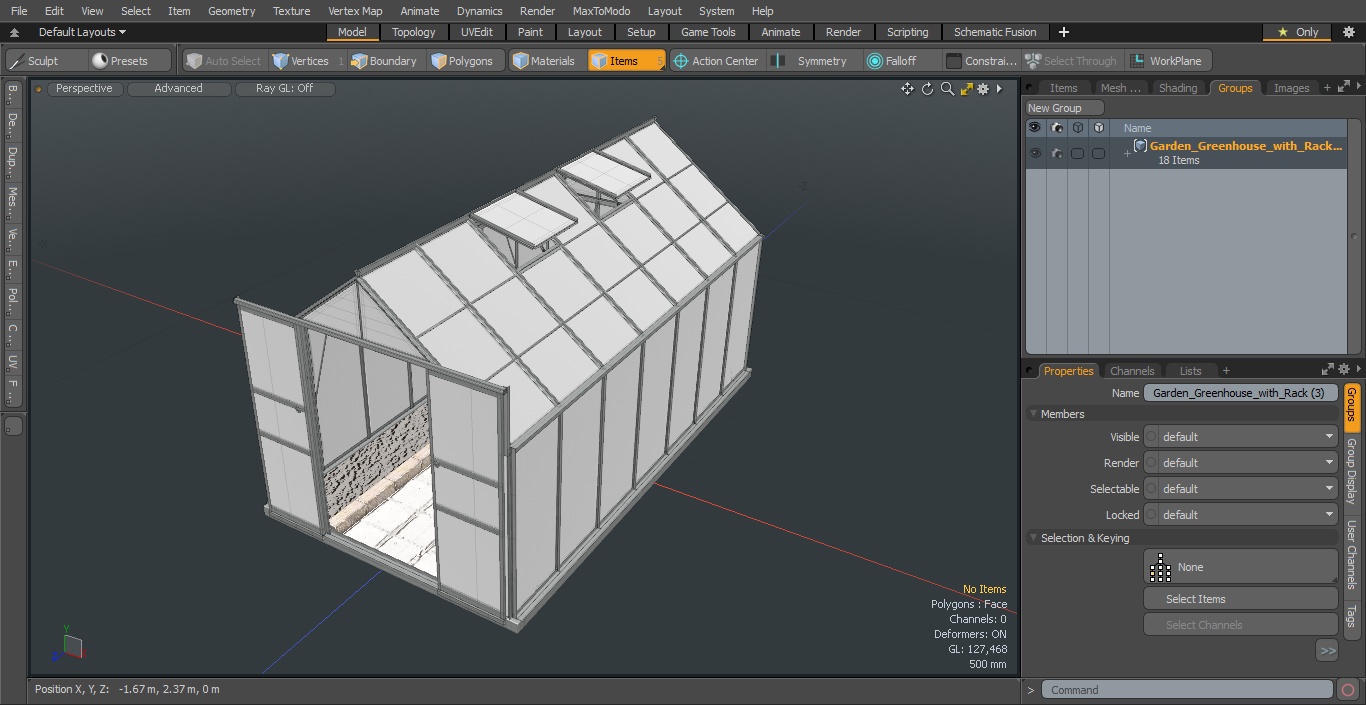 Garden Greenhouse with Rack 3D