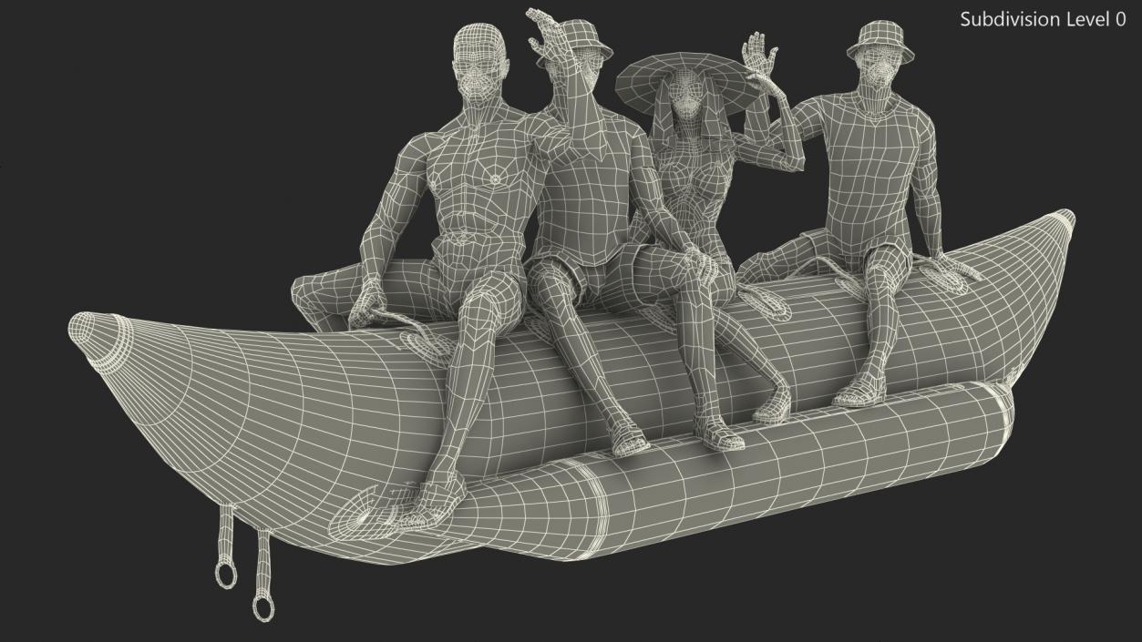 3D model Banana Boat With People Rigged