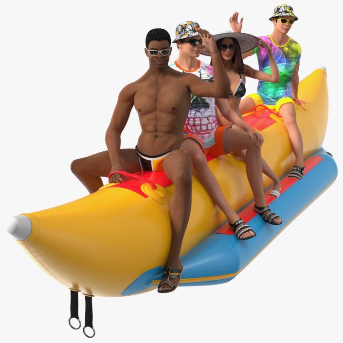 3D model Banana Boat With People Rigged