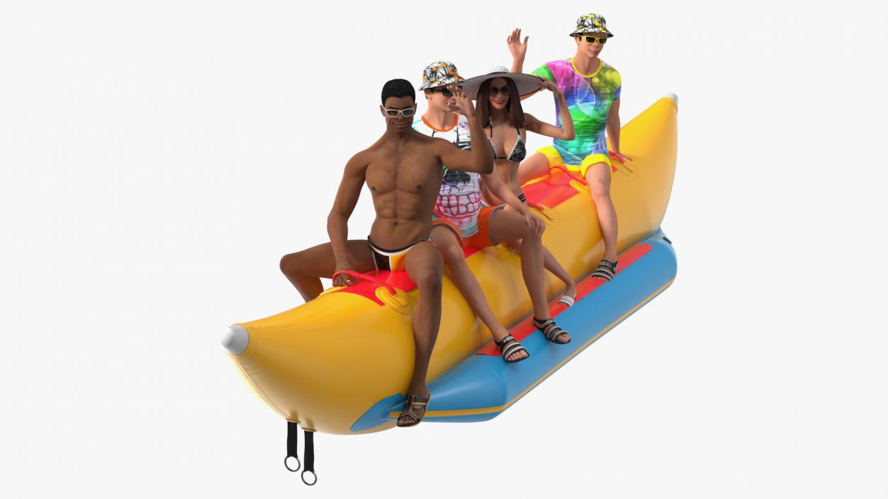 Banana Boat With People Rigged for Cinema 4D 3D model