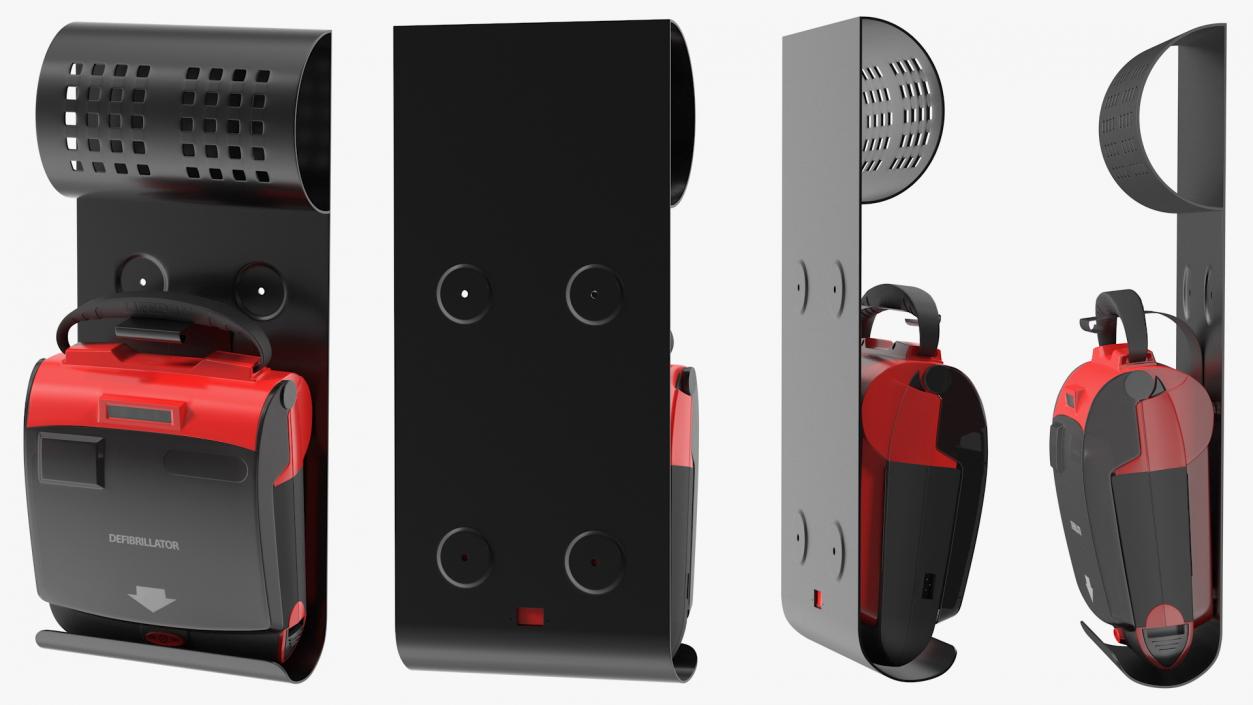 3D Automated External Defibrillator on Wall Bracket model