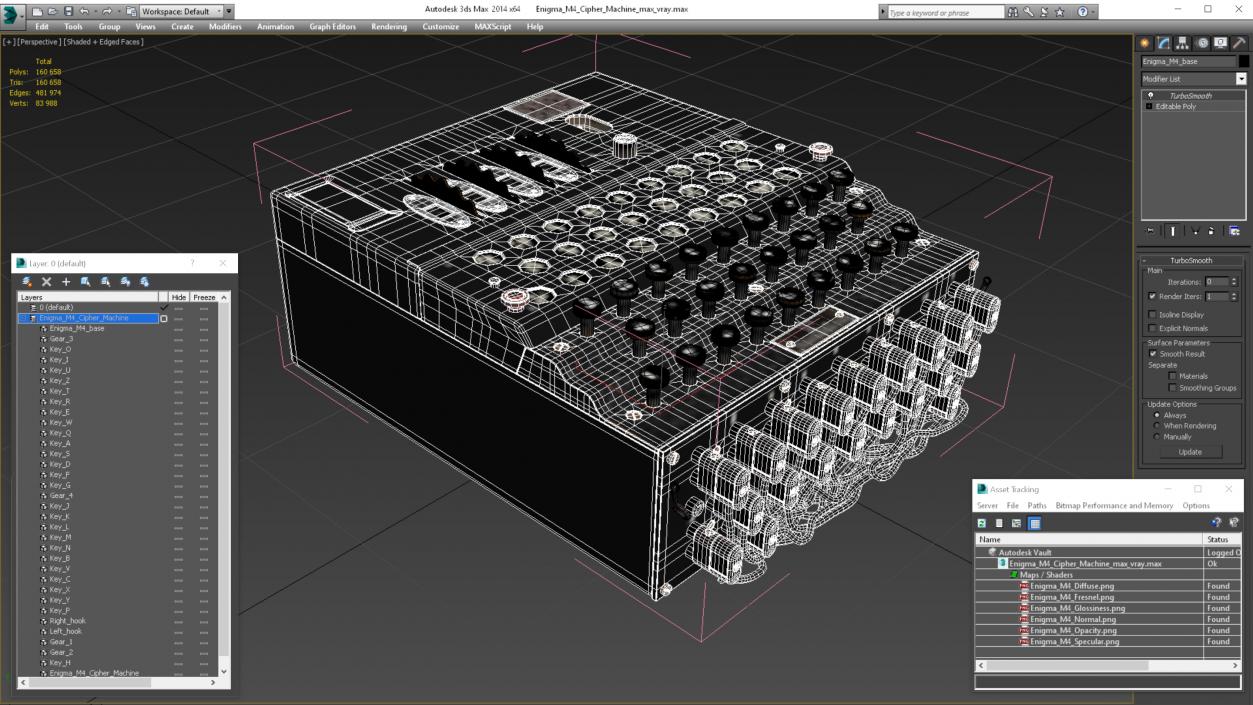 Enigma M4 Cipher Machine 3D model