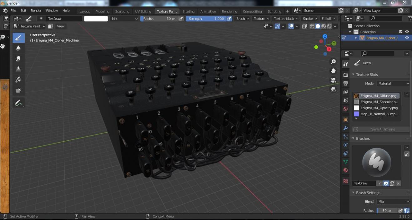 Enigma M4 Cipher Machine 3D model