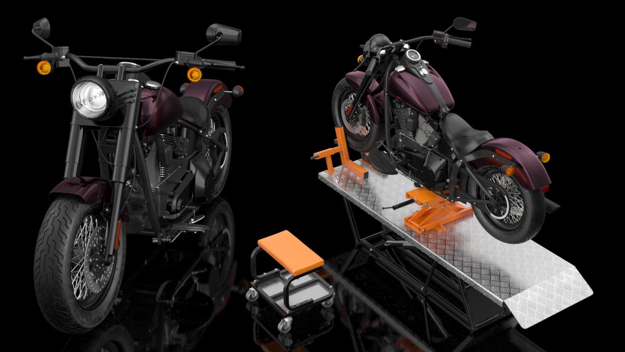 3D Portable Lift Kit with Motorcycle model