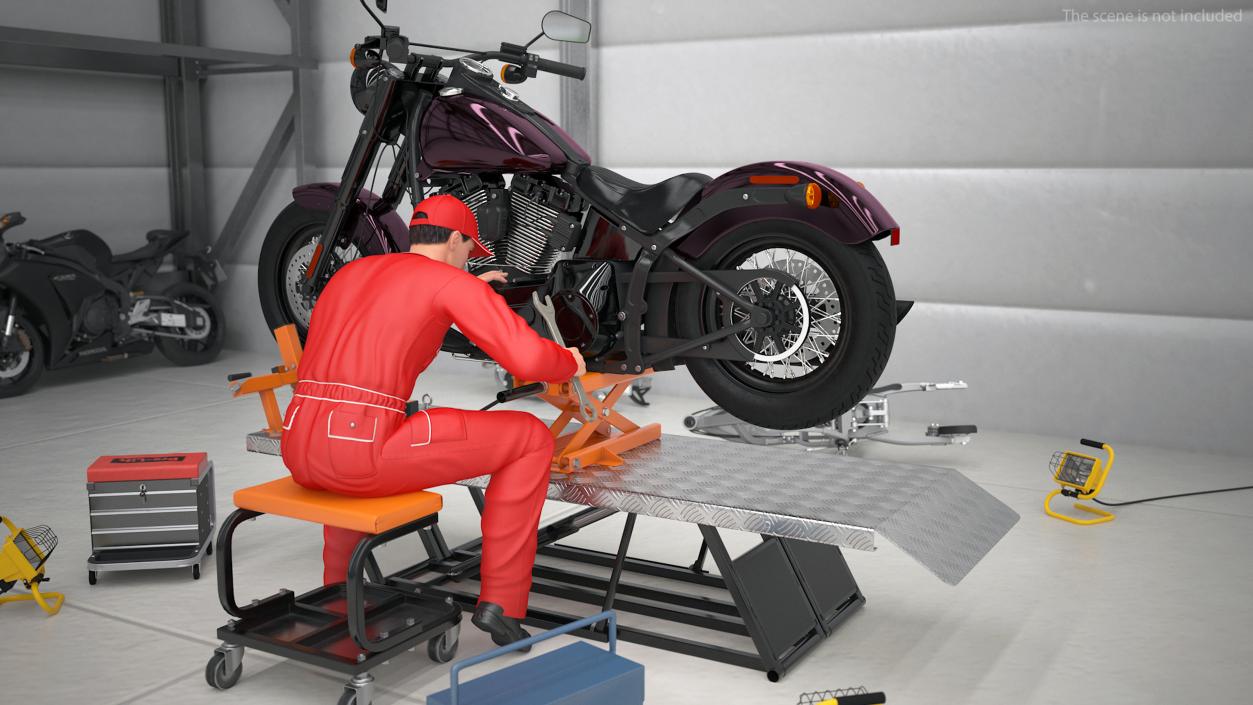 3D Portable Lift Kit with Motorcycle model