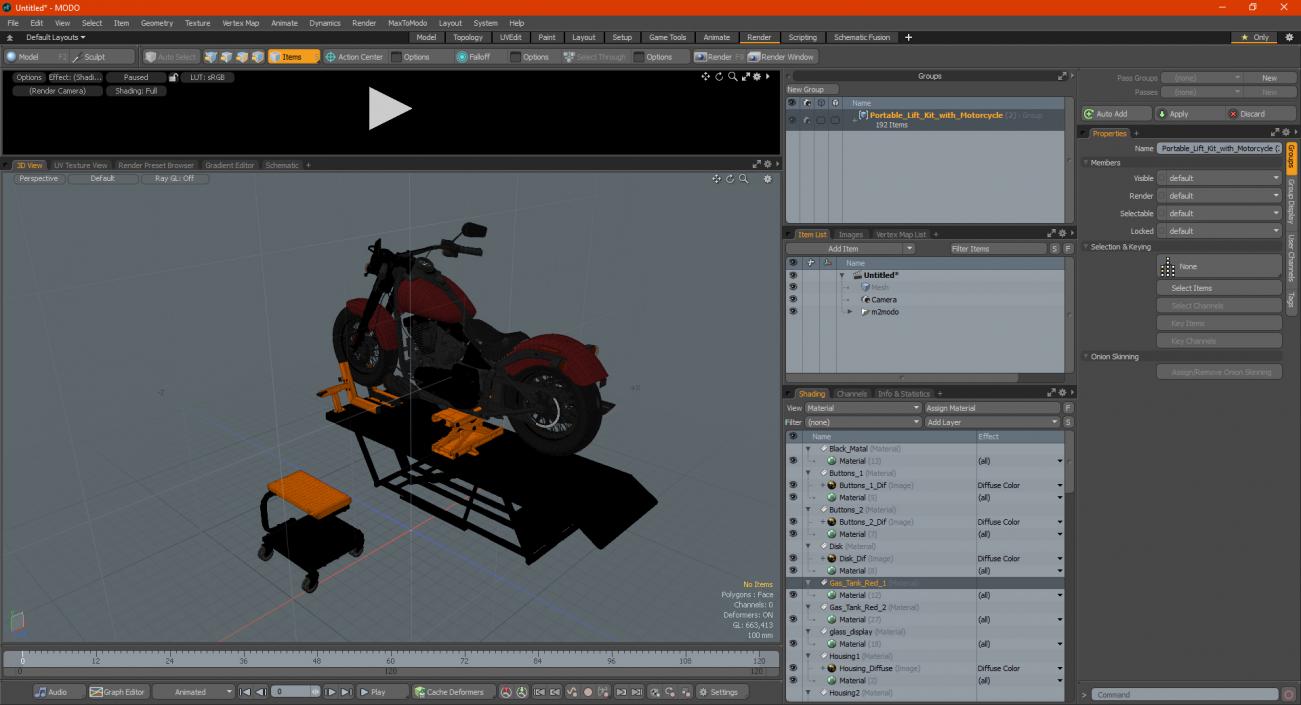 3D Portable Lift Kit with Motorcycle model