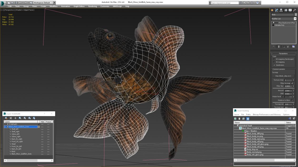 Black Moor Goldfish Swim 3D model