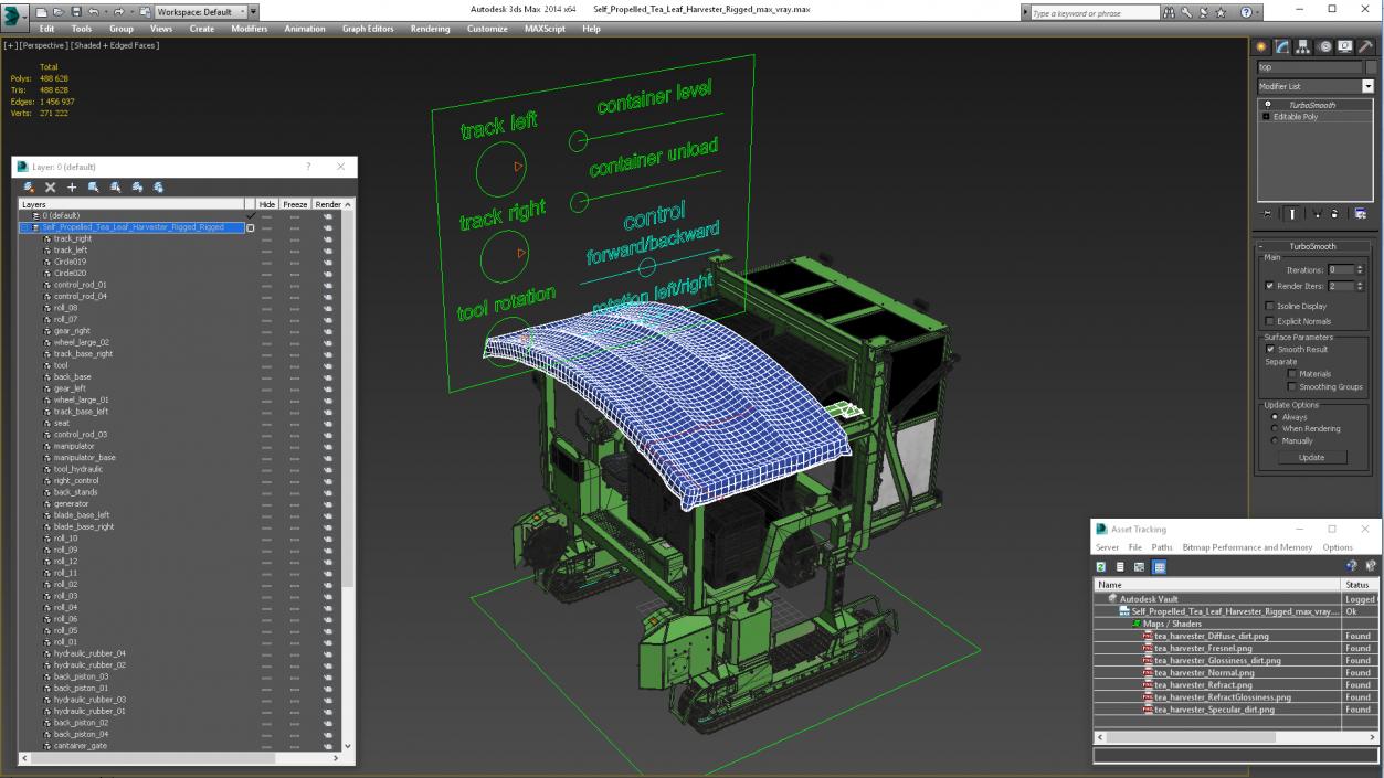 3D model Self Propelled Tea Leaf Harvester Rigged