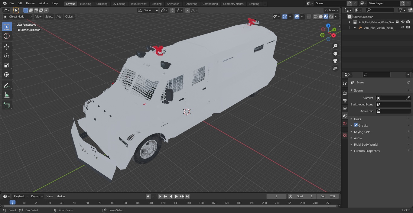 Anti Riot Vehicle White Simple Interior 3D model