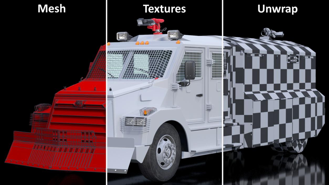 Anti Riot Vehicle White Simple Interior 3D model