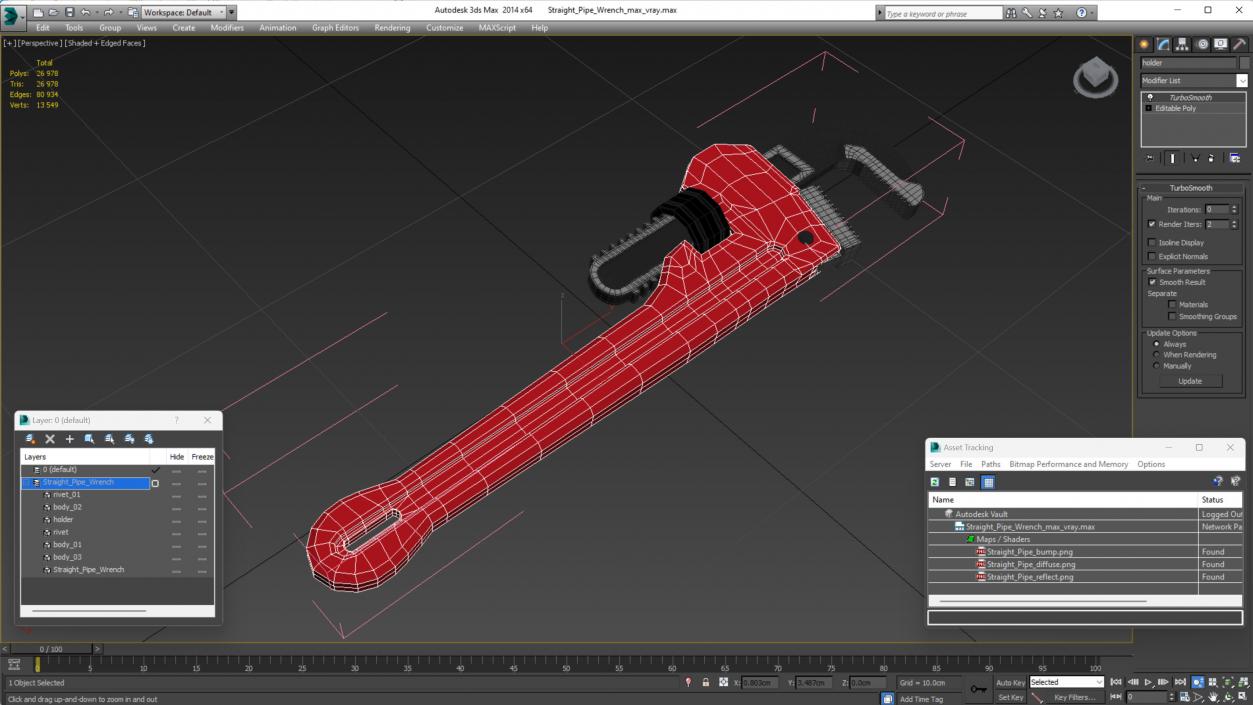 3D model Straight Pipe Wrench