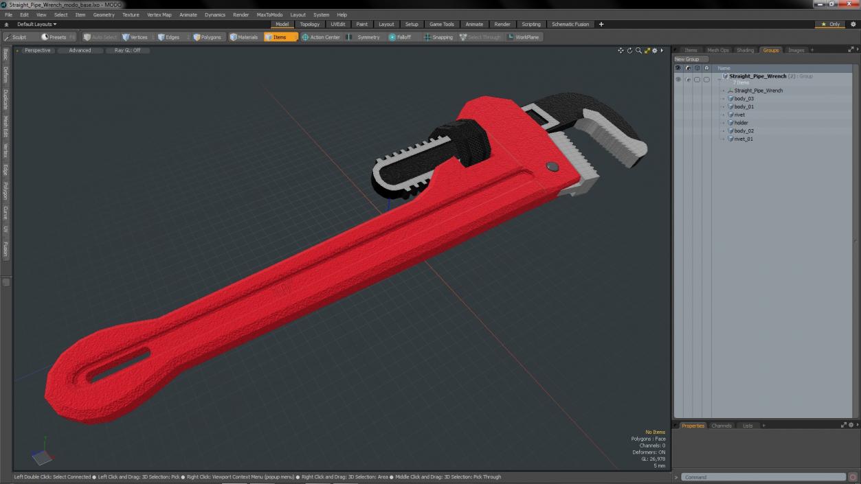 3D model Straight Pipe Wrench