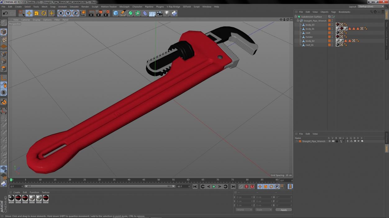 3D model Straight Pipe Wrench