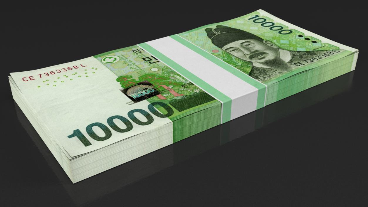 3D model Korea Republic Won KRW 10000 Banknotes Bundle