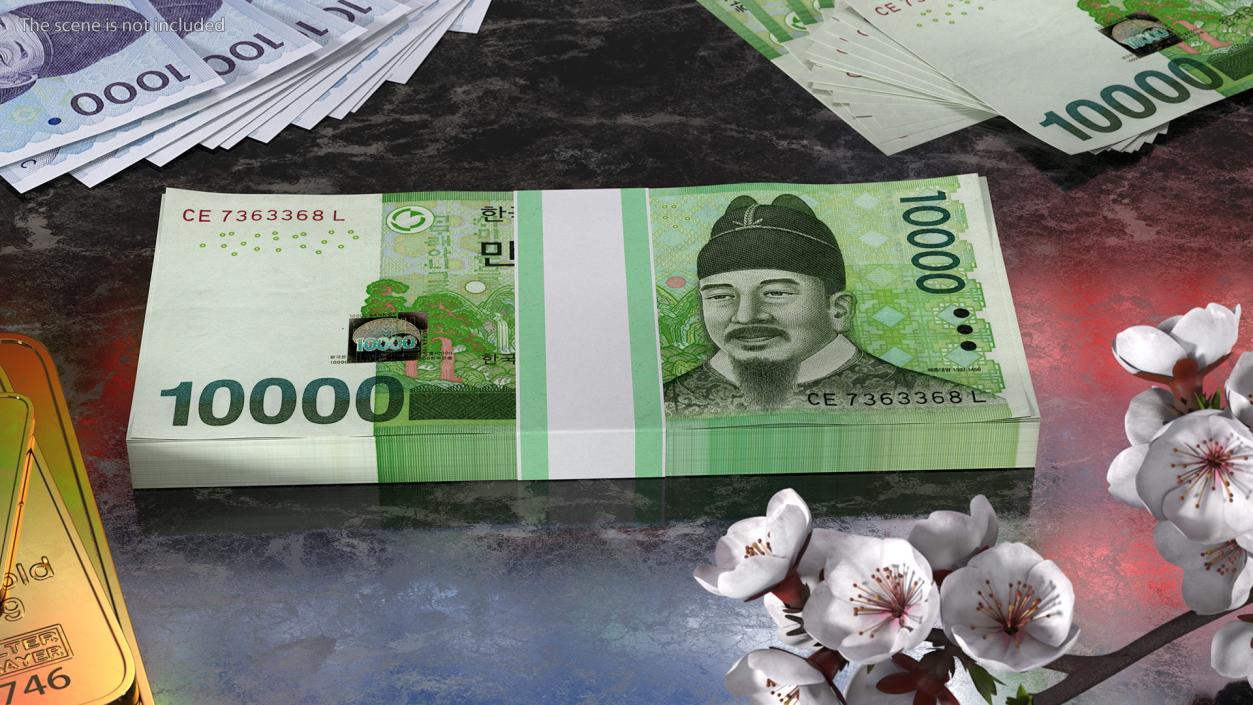 3D model Korea Republic Won KRW 10000 Banknotes Bundle