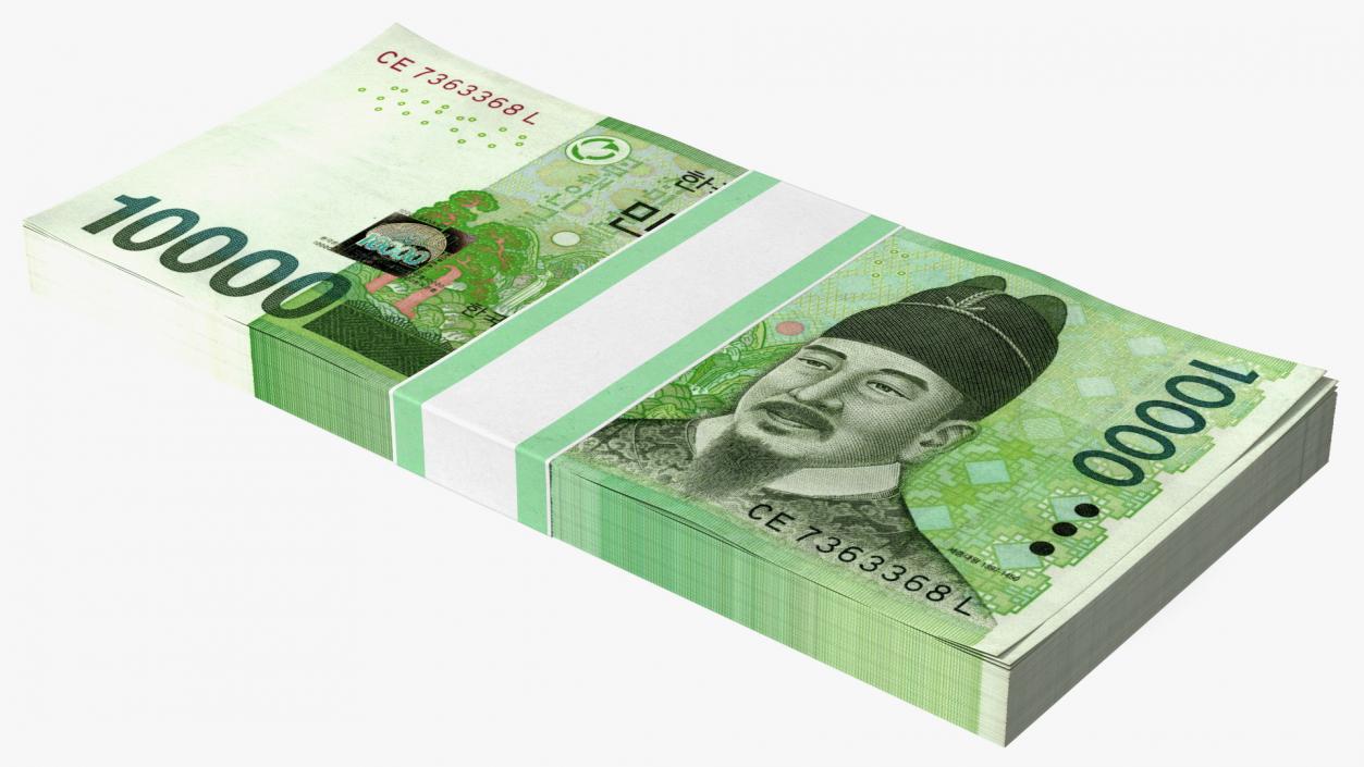 3D model Korea Republic Won KRW 10000 Banknotes Bundle