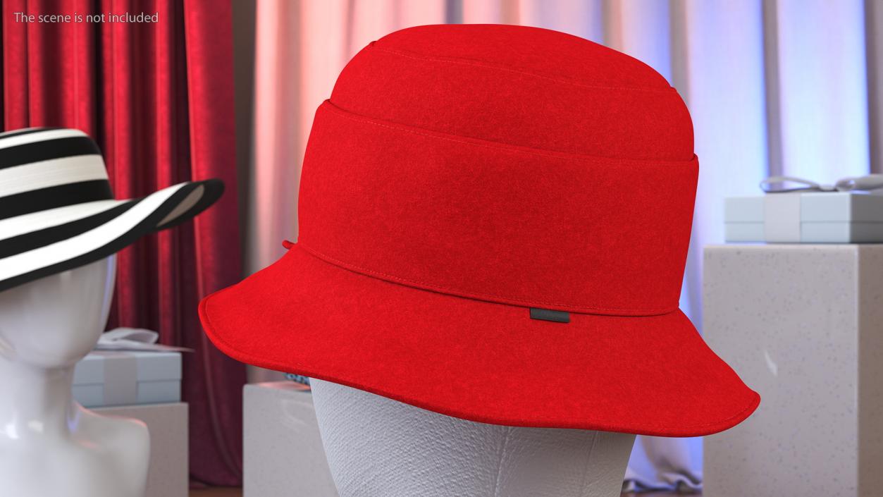 3D model Cloche Women Hat Red