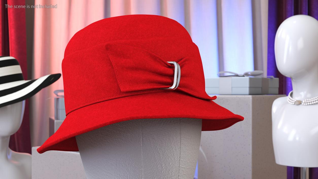 3D model Cloche Women Hat Red