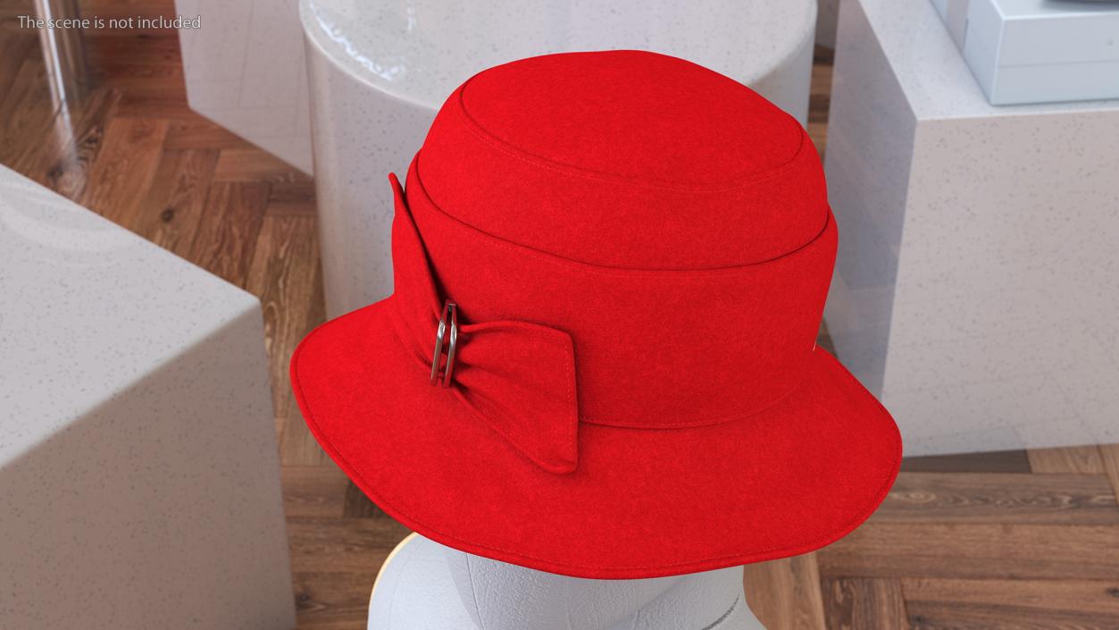 3D model Cloche Women Hat Red