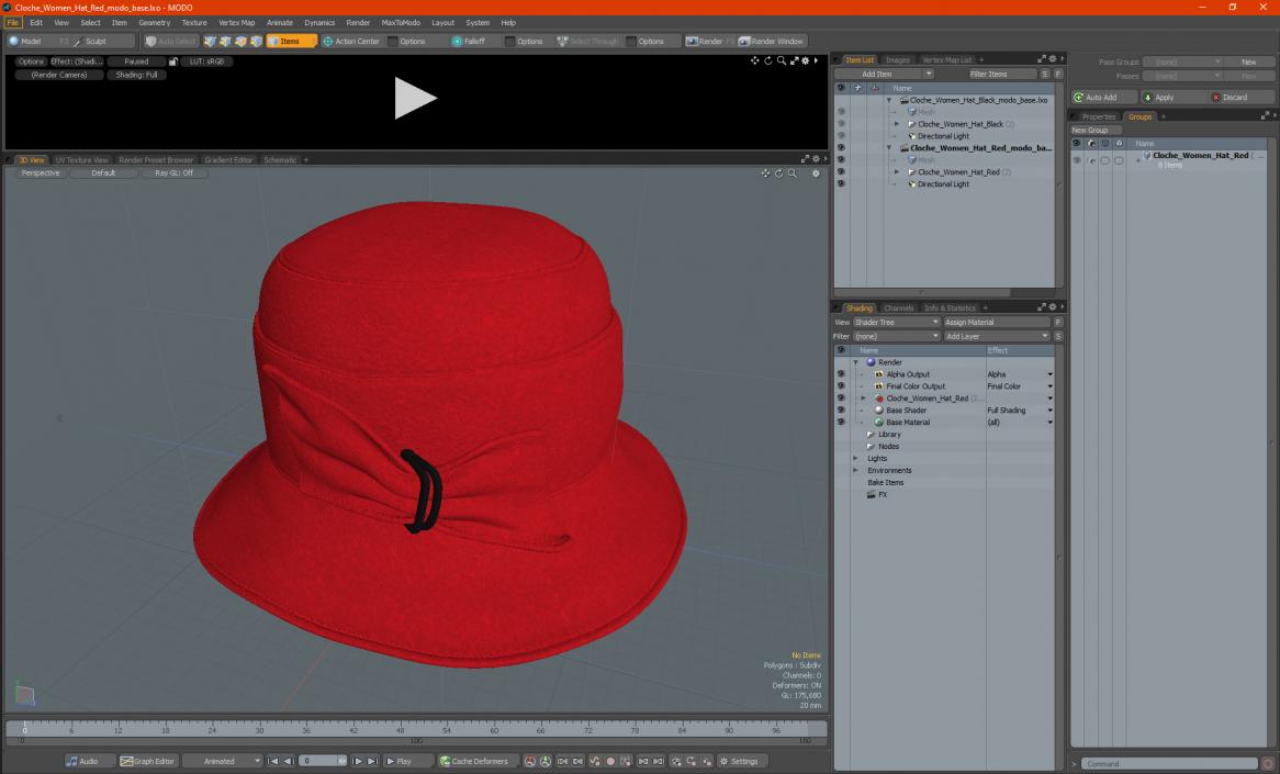 3D model Cloche Women Hat Red