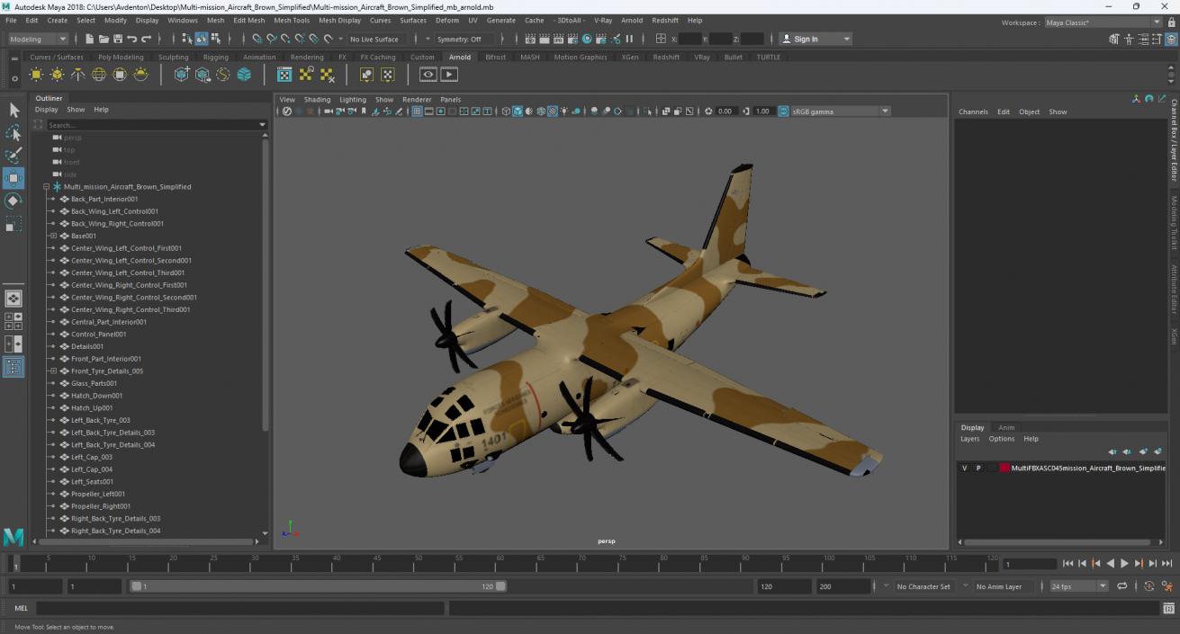 Multi-mission Aircraft Brown Simplified 3D model