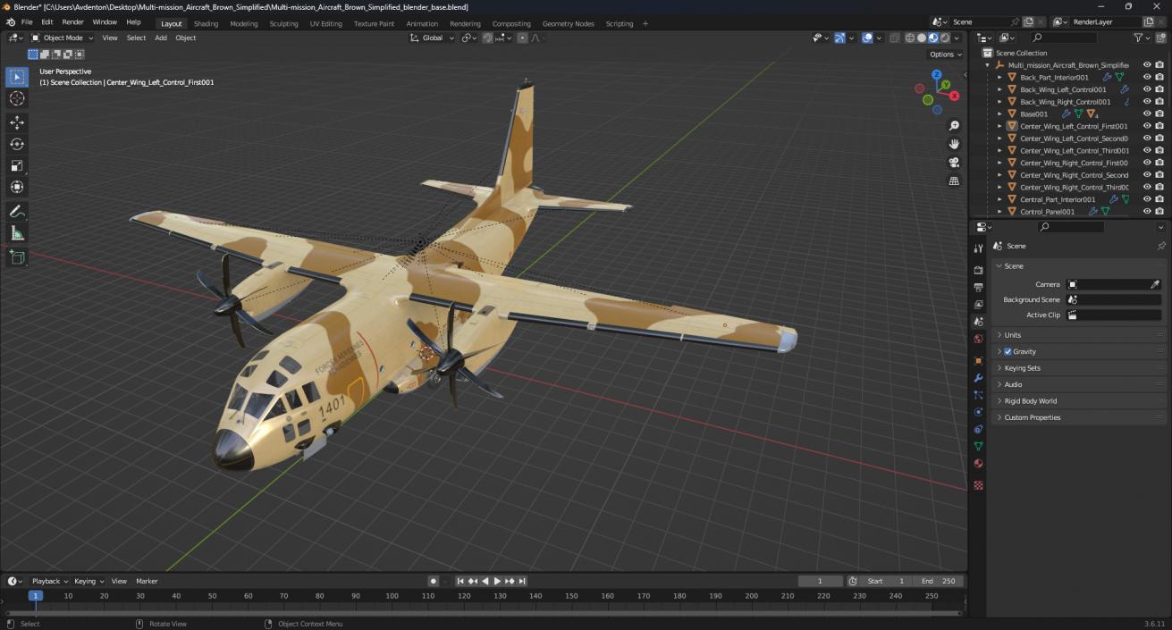 Multi-mission Aircraft Brown Simplified 3D model